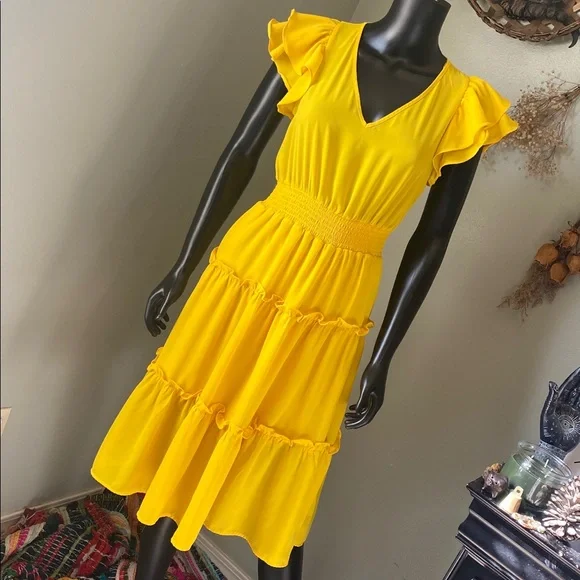 Sienna Sky Dresses | Sienna Sky Sunny Yellow Midi Dress | Color: Yellow | Size: S | Sev7nwolf's Closet